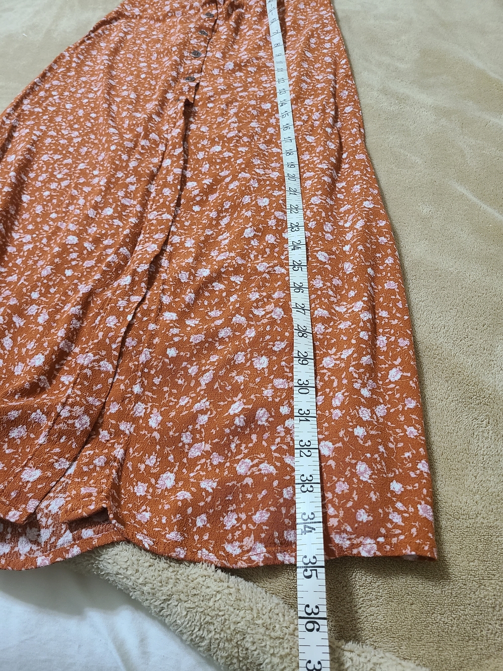 Wild Fable Rust Floral Button-Front Maxi Dress - Picture 3 of 7